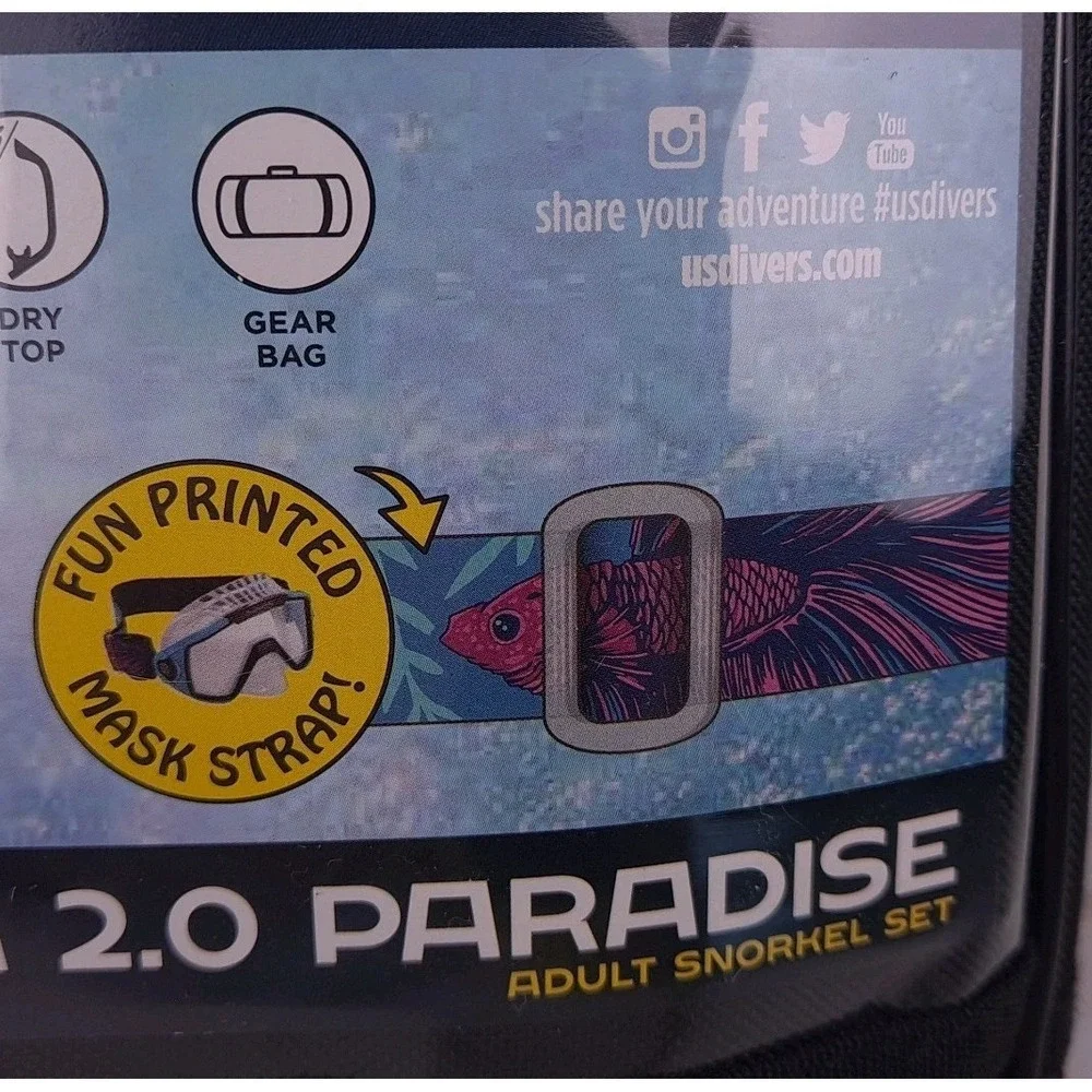 U.S. Divers‎ Avila 2.0 Paradise Adult Snorkel Set Betta Black Blue Size Medium